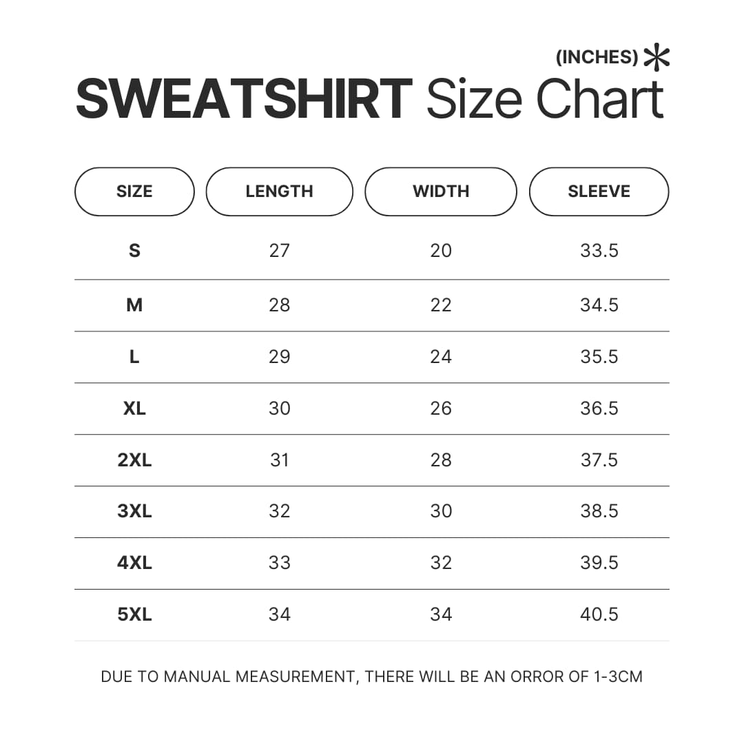 Sweatshirt Size Chart - Juice Wrld Shop