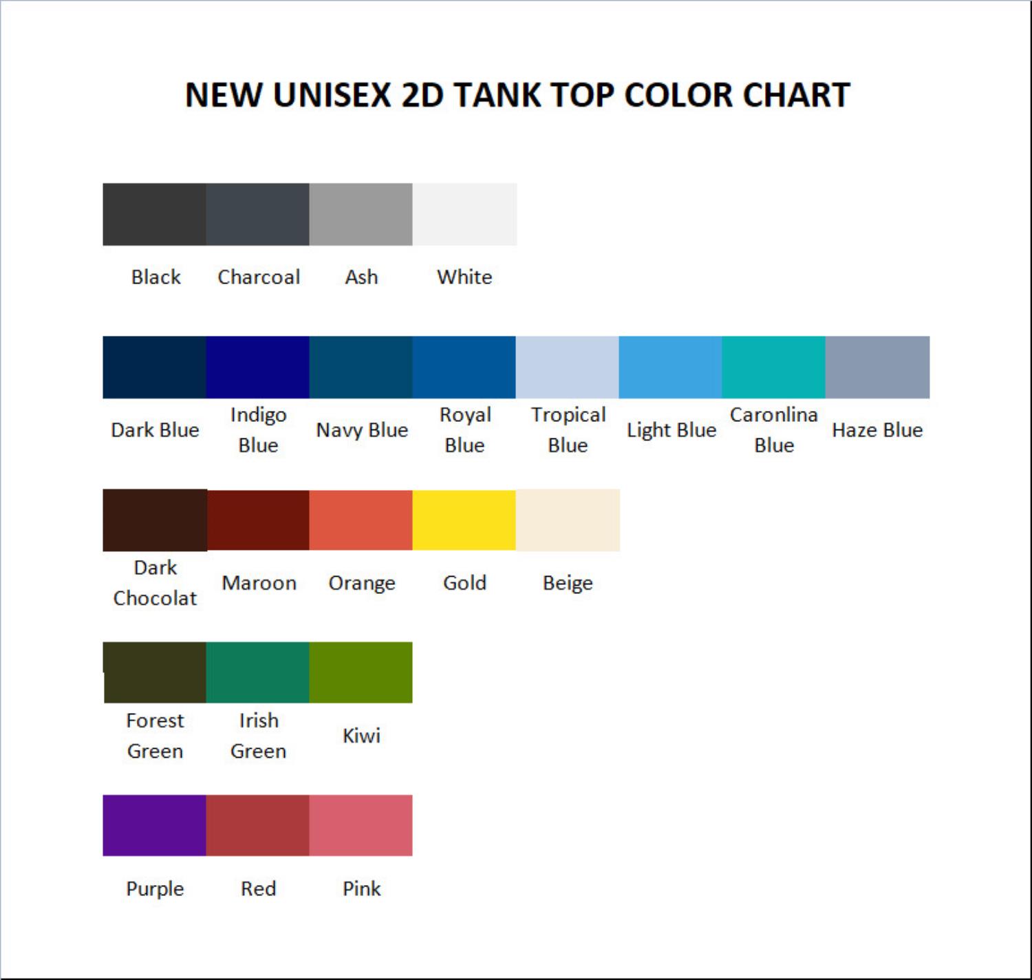 tank top color chart - Juice Wrld Shop